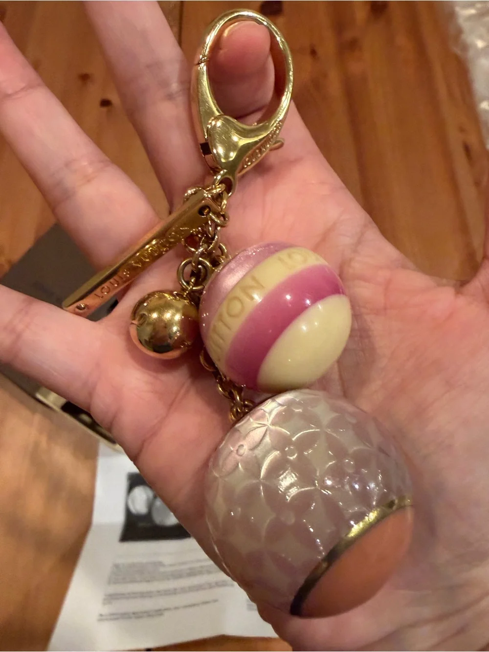 Louis Vuitton Pink Resin Monogram Mini Lin Croisette Bag Charm Keyring with COA